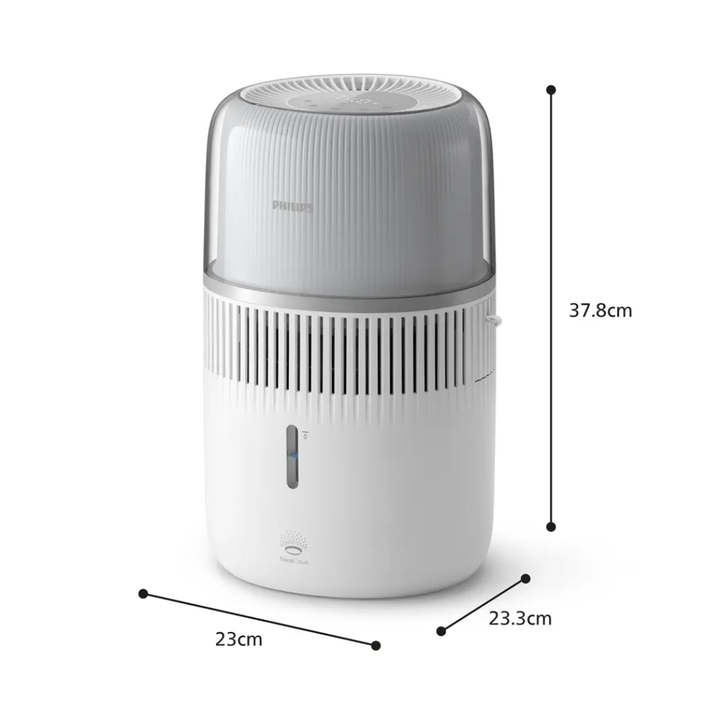 Respira la diferencia con el humidificador Philips Serie 5000, dise&ntilde;ado para aportar confort y bienestar en tu hogar. Con una capacidad de humidificaci&oacute;n de 400 ml/h, es eficaz en estancias de hasta 56 m&sup2;, ofreciendo hasta 37 horas de funcionamiento continuo.

Su avanzada tecnolog&iacute;a NanoCloud humidifica el aire de forma higi&eacute;nica, reduciendo hasta en un 99 % la propagaci&oacute;n de bacterias, sin dejar polvo blanco ni manchas de humedad en muebles o suelos. Ideal para dormitorios, incluso para beb&eacute;s y ni&ntilde;os.

Incluye funciones pr&aacute;cticas como el modo QuickDry para un secado r&aacute;pido del filtro, aromaterapia con aceites esenciales, e iluminaci&oacute;n ambiental personalizable para crear el ambiente perfecto.

El modo de sue&ntilde;o silencioso [m&aacute;x. 12 dB(A)] y la luz nocturna garantizan un descanso reparador, mientras que el control inteligente mediante la aplicaci&oacute;n Air+ te permite gestionar el dispositivo con facilidad.

Con un dep&oacute;sito de llenado superior y lateral, bajo consumo energ&eacute;tico y dise&ntilde;o pensado para el d&iacute;a a d&iacute;a, este humidificador es la soluci&oacute;n ideal para mantener un aire sano y equilibrado en tu hogar.