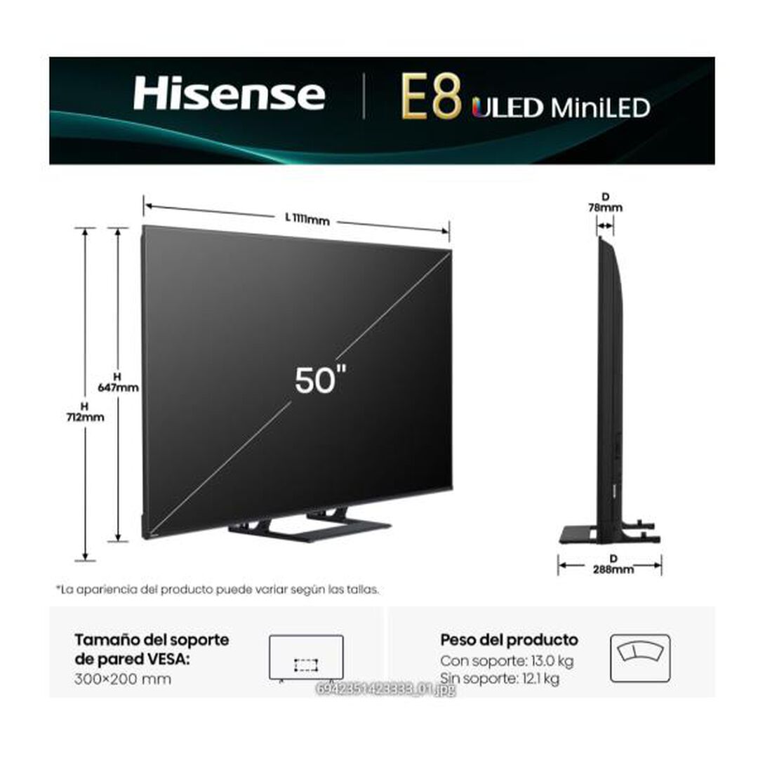 TV Hisense 50" Mini Led UHD 4K Smart TV - Definici&oacute;n: 4K (3840x2160)