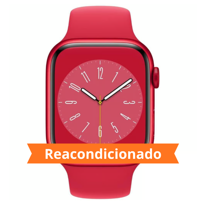 ⭐ Apple Watch Series 8 Aluminum GPS + Cellular 45 mm Rojo
El Apple Watch Series 8 GPS + Cellular de 45 mm en color rojo combina un dise&ntilde;o llamativo con funciones avanzadas de conectividad, actividad f&iacute;sica y bienestar. Gracias a la conectividad m&oacute;vil integrada, podr&aacute;s realizar llamadas, enviar mensajes y acceder a tus aplicaciones favoritas incluso cuando no lleves el iPhone contigo.

⌚ Modelo: Apple Watch Series 8.
📶 Conectividad GPS + Cellular para mantenerte conectado est&eacute;s donde est&eacute;s.
📏 Tama&ntilde;o de caja: 45 mm.
💾 Memoria interna: 4 GB.
🎨 Caja de aluminio en color rojo.
🖥️ Pantalla Retina Always-On de gran tama&ntilde;o, brillante y f&aacute;cil de visualizar.
📡 Sensores avanzados para el seguimiento de actividad f&iacute;sica y bienestar.
🏃 Monitorizaci&oacute;n de entrenamientos, actividad diaria y objetivos deportivos.
❤️ Funciones avanzadas de salud y seguimiento f&iacute;sico para el d&iacute;a a d&iacute;a.
🎙️ Compatible con asistentes de voz para una gesti&oacute;n r&aacute;pida y c&oacute;moda.
🔋 Bater&iacute;a optimizada para ofrecer autonom&iacute;a durante toda la jornada.
📲 Integraci&oacute;n completa con el ecosistema Apple para gestionar llamadas, mensajes, notificaciones y aplicaciones.
🌦️ Dise&ntilde;o resistente pensado para acompa&ntilde;arte tanto en el trabajo como en tus actividades deportivas.
🔒 Funciones de seguridad avanzadas para una mayor tranquilidad.
🔊 Control de m&uacute;sica, llamadas y aplicaciones directamente desde la mu&ntilde;eca.
✅ Mantente conectado, activo y organizado gracias a la combinaci&oacute;n de conectividad m&oacute;vil, herramientas inteligentes y funciones de seguimiento deportivo y bienestar.

⭐ El Apple Watch Series 8 GPS + Cellular 45 mm Rojo destaca por su dise&ntilde;o moderno, su independencia del smartphone gracias a la conectividad celular y su completo conjunto de funciones para el d&iacute;a a d&iacute;a, el deporte y la productividad.

🛡️ Compra con total tranquilidad
🔖 Producto reacondicionado Grado Premium (A+).
💳 Financiaci&oacute;n a 24 meses.
📄 3 a&ntilde;os de garant&iacute;a.
🛡️ Garant&iacute;a Orange.
✅ 14 d&iacute;as de derecho de desistimiento.