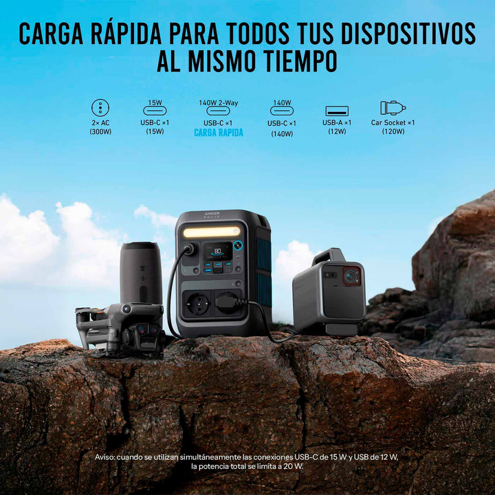Anker SOLIX C300X - Estaci&oacute;n de Energ&iacute;a Compacta 288Wh