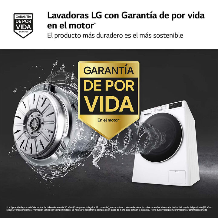 Lavadora LG 10 kg con AI Direct Drive, TurboWash 360, autodosificaci&oacute;n y Steam