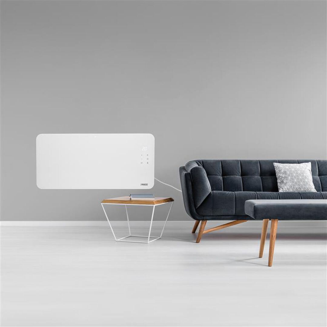 El Princess 348421 es un elegante calefactor de panel de vidrio dise&ntilde;ado para calentar cualquier estancia de forma r&aacute;pida y eficiente. Gracias a la conectividad Wi-Fi (2,4 GHz) y a su aplicaci&oacute;n dedicada, podr&aacute;s controlarlo f&aacute;cilmente desde cualquier lugar.