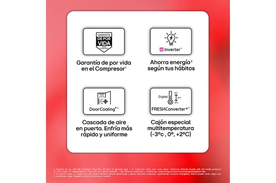 Frigor&iacute;fico combi LG GBBS312APY con DoorCooling+, eficiencia energ&eacute;tica A, conectividad WiFi y acabado inox antihuellas.