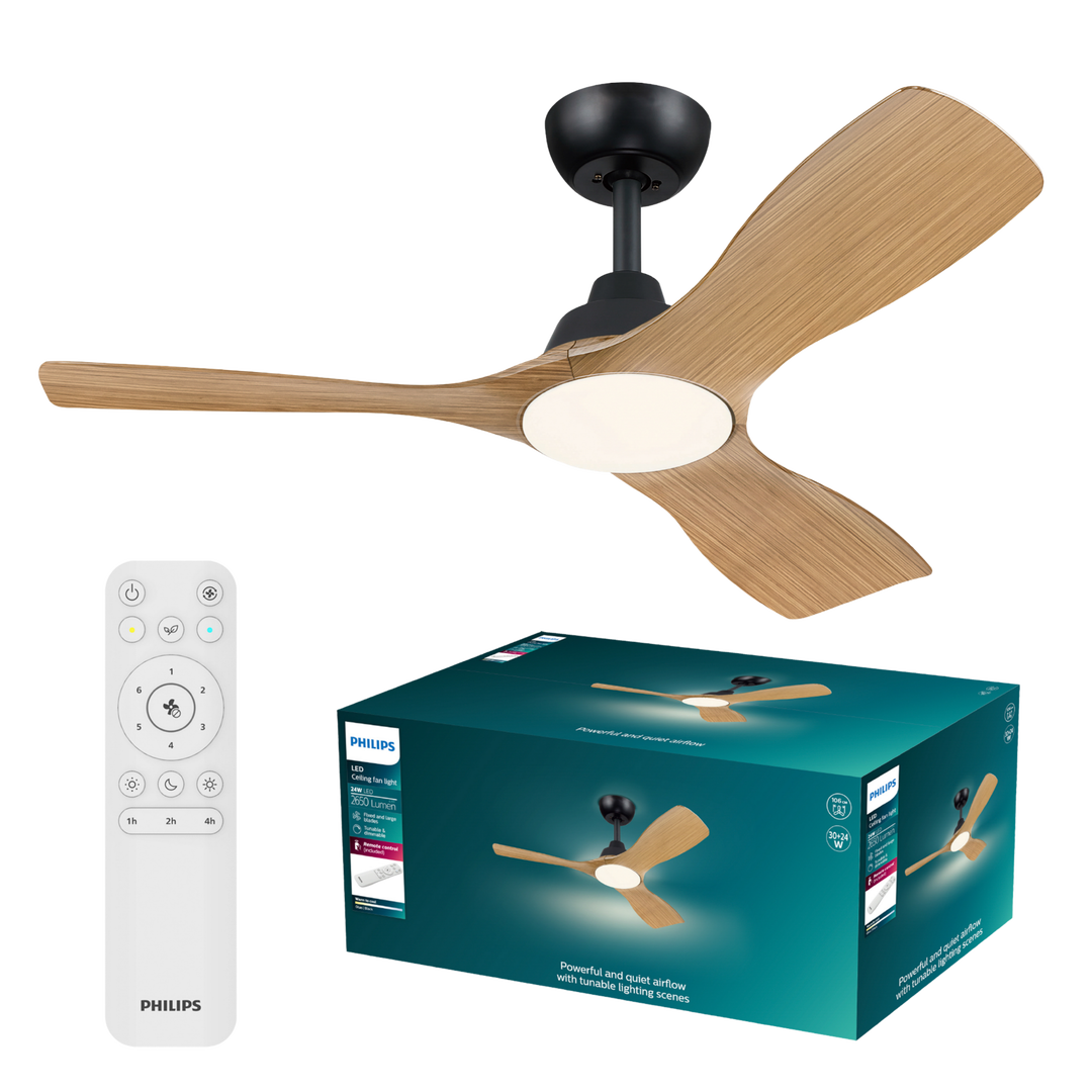 Ventilador de Techo Olas 42&Prime; DC Negro Madera