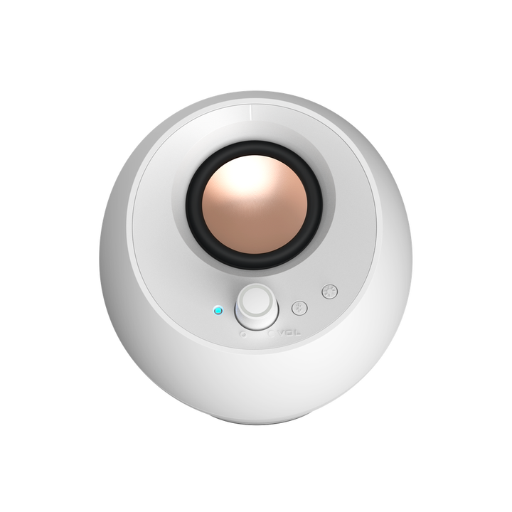 Altavoces blancos minimalistas 2.0 USB-C para ordenador con Bluetooth&reg;5.3 e iluminaci&oacute;n RGB personalizable