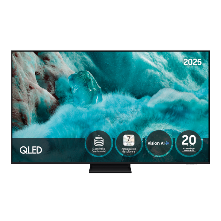 <p>Smart TV QLED 75" (190,5 cm) Samsung TQ75Q7F5AU con IA, 4K UHD, 50 Hz, Q4 AI.Inteligencia Artificial que mejora tu d&iacute;a a d&iacute;a con Samsung Vision AI: Accede a un mundo de posibilidades con un solo bot&oacute;n, como subt&iacute;tulos, detalles de tus artistas favoritos, control de tu casa. El aut&eacute;ntico Quantum dot: 100% del color a cualquier nivel de brillo&hellip; Y &iexcl;sin cadmio! Procesador Q4 AI: Disfruta de esa serie de los 80 como si la hubiesen grabado en 4K. La IA escala cualquier contenido optimizando imagen y sonido. TV gratis: M&aacute;s de 120 canales gratuitos y sin descargas que ofrecen contenido para todos los gustos con Samsung TV Plus. Qu&eacute; hay en la caja: Mando a distancia, manual de usuario, cable de alimentaci&oacute;n. Resoluci&oacute;n:4K UHD Tama&ntilde;o de Pantalla:190,5 cm - 75" Tipo TV:Con Smart TV Curvo:No Procesador:Q4 AI Processor USB:1 HDMI:3 Dimensiones del producto (AltoxAnchoXFondo):102.3 x 167.75 x 33.15</p>