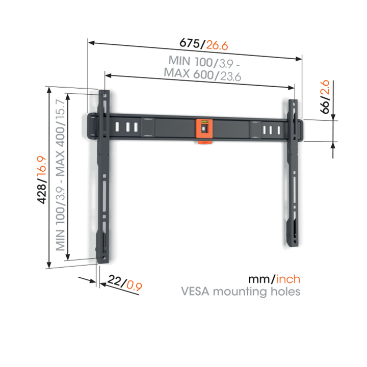 Soporte TV Fijo- Vogel&acute;s TVM 1603, de 32" a 77", Vesa de 100X100 a 600x400 negro
