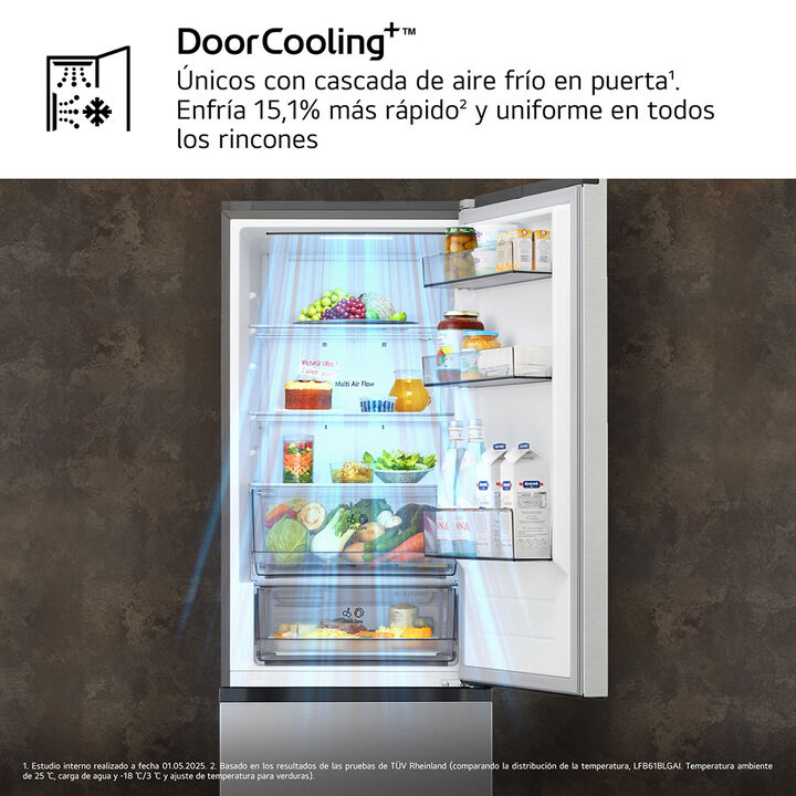 Frigor&iacute;fico Combi LG GBBSJ10DPY, 333L, No Frost, DoorCooling+, Inox antihuellas, Clase D