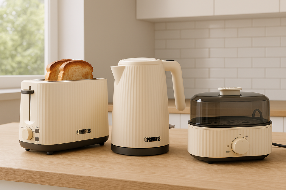 Descubre la combinación perfecta con el Set de Desayuno Princess Wave, compuesto por el tostador, el hervidor de agua y un cocedor de Huevos. El tono beige suave le da al aparato una apariencia sutil y elegante que se integra perfectamente en cualquier estilo de cocina.