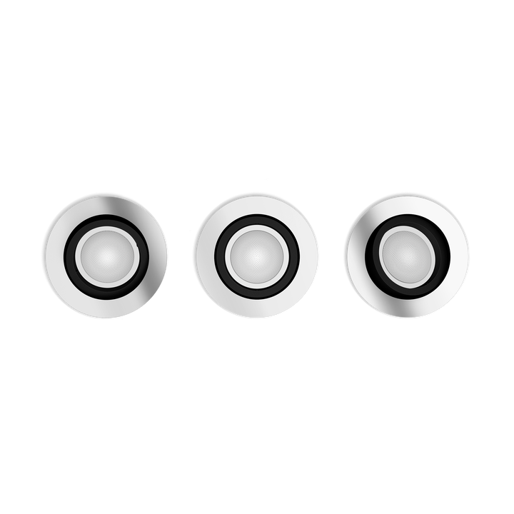 <p>Pack Triple Empotrable de techo HUE Centura.</p>
<p>Bridge NO&nbsp;incluido.</p>
<p>Dimmer Switch NO incluido.</p>
<p>Bombilla incluida.</p>
<p>Controlable por Wifi &amp; Bluetooth.</p>
<p>Crea el ambiente perfecto con Hue Centura, que ofrece 16 millones de colores. Ideal para el sal&oacute;n y el dormitorio. Contr&oacute;lalo por Bluetooth al instante en una sala o empar&eacute;jalo con un Hue Bridge para disfrutar de toda una variedad de funciones de iluminaci&oacute;n inteligente.</p>
<ul style="list-style-type: circle;">
<li><strong>Casquillo:</strong>&nbsp;GU10</li>
<li><strong>Voltaje (V):&nbsp;</strong>230V</li>
<li><strong>Consumo (W):</strong>&nbsp;5,7W</li>
<li><strong>Luminosidad (LM):</strong>&nbsp;350lm</li>
<li><strong>Horas duraci&oacute;n:&nbsp;</strong>15.000h</li>
<li><strong>Di&aacute;metro (mm):</strong>&nbsp;90</li>
<li><strong>Altura empotrada (mm):&nbsp;</strong>100</li>
<li><strong>&Aacute;ngulo apertura:</strong>&nbsp;45&ordm;</li>
<li><strong>Regulable:</strong>&nbsp;SI</li>
<li><strong>Cambio de Color RGBW:</strong>&nbsp;SI</li>
</ul>
