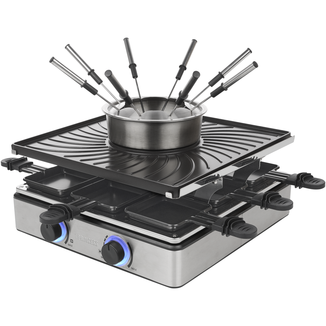 Raclette y Fondue inoxidable 5 en 1