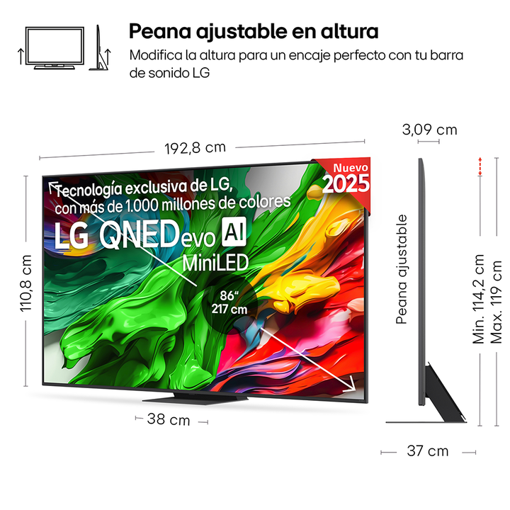 Smart TV LG QNED evo AI QNED86 86 pulgadas MiniLED 4K 2025
