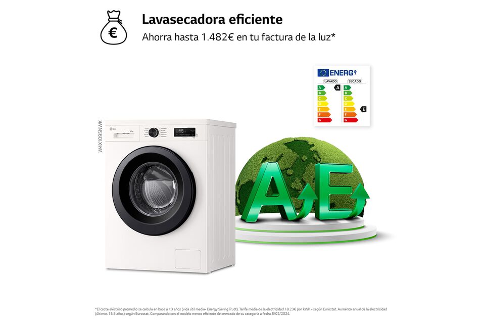 Lavasecadora LG 9 kg + 5 kg con Direct Drive, 6 Motion, Steam y Wi-Fi ThinQ