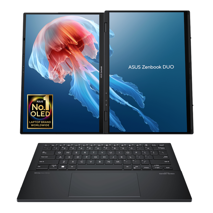 <p>El ASUS Zenbook DUO es un port&aacute;til revolucionario de pantalla doble. Este incre&iacute;ble ordenador, que personifica la innovaci&oacute;n CES 2024, incorpora dos pantallas t&aacute;ctiles OLED de tama&ntilde;o completo, teclado desmontable de tama&ntilde;o completo y soporte integrado. Es el port&aacute;til definitivo que combina a la perfecci&oacute;n la versatilidad de la multitarea con una excelente movilidad. Con estas las dos pantallas t&aacute;ctiles OLED 3K de 14 pulgadas a 120 Hz, puedes ampliar al instante tu espacio de trabajo hasta 19,8 pulgadas. El ASUS Zenbook DUO cuenta con un procesador Intel&reg; Core&trade; Ultra 9 potenciado por IA y memoria LPDDR5x de 32 GB. Adem&aacute;s, viene equipado con SSD PCIe&reg; 4.0 de hasta 2 TB. Es un port&aacute;til que te garantiza un rendimiento excepcional en todo momento para que puedas con todo. Incorpora software inteligente dedicado, control intuitivo por gestos y una bater&iacute;a de 75 Wh de duraci&oacute;n mejorada. Todo ello convierte al Zenbook DUO en un port&aacute;til ASUS f&aacute;cil de usar que maximiza la productividad sin complicaciones. Vamos, &iexcl;dobla tu apuesta!</p>
