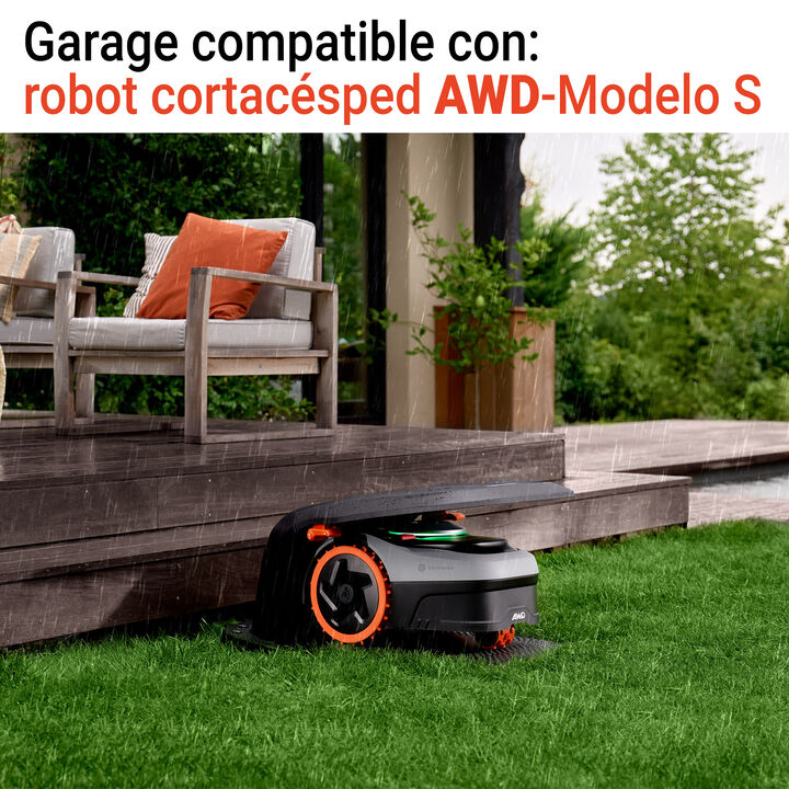 Accesorio premium dise&ntilde;ado para proteger tu robot cortac&eacute;sped Navimow contra lluvia, sol, polvo y suciedad. Ideal para prolongar la vida til del equipo y mantener su rendimiento &oacute;ptimo.

Caracter&iacute;sticas Principales Compatibilidad: AWD- Modelo S 
 Material: Pl&aacute;stico ABS de alta resistencia + estructura met&aacute;lica reforzada
 Protecci&oacute;n: Resistente a rayos UV, lluvia y suciedad
 Dise&ntilde;o: Elegante y funcional, con acceso frontal para mantenimiento f&aacute;cil
 Instalaci&oacute;n: R&aacute;pida y sencilla sobre la base de carga