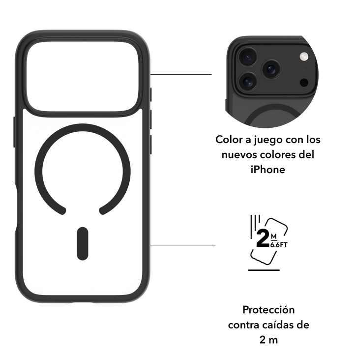 Funda iPhone 17 Pro Max Negra MS+ ECO PROTECTOR + CARGADOR 30 W - carga r&aacute;pida