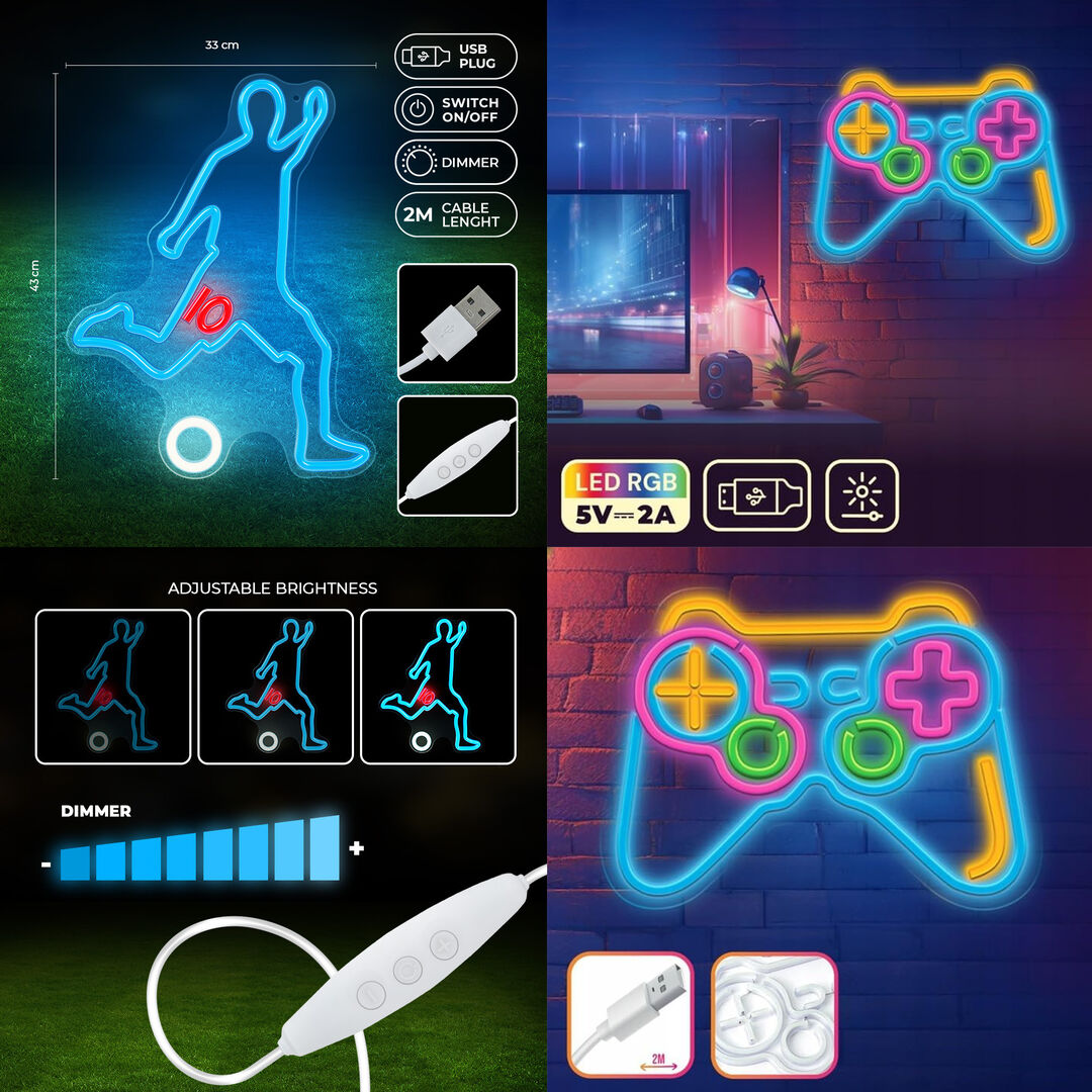 EL pack de neones LED Forever ofrece un efecto de luz colorido que transforma cualquier habitación al instante. Gracias a su tecnología LED de alta eficiencia, consume poca electricidad, alimentado a través de un puerto USB. Además, cuenta con una función de atenuación incorporada que te permite ajustar el brillo a tu gusto. Ofrecen una iluminación moderna que añadirá un efecto nico y colorido.