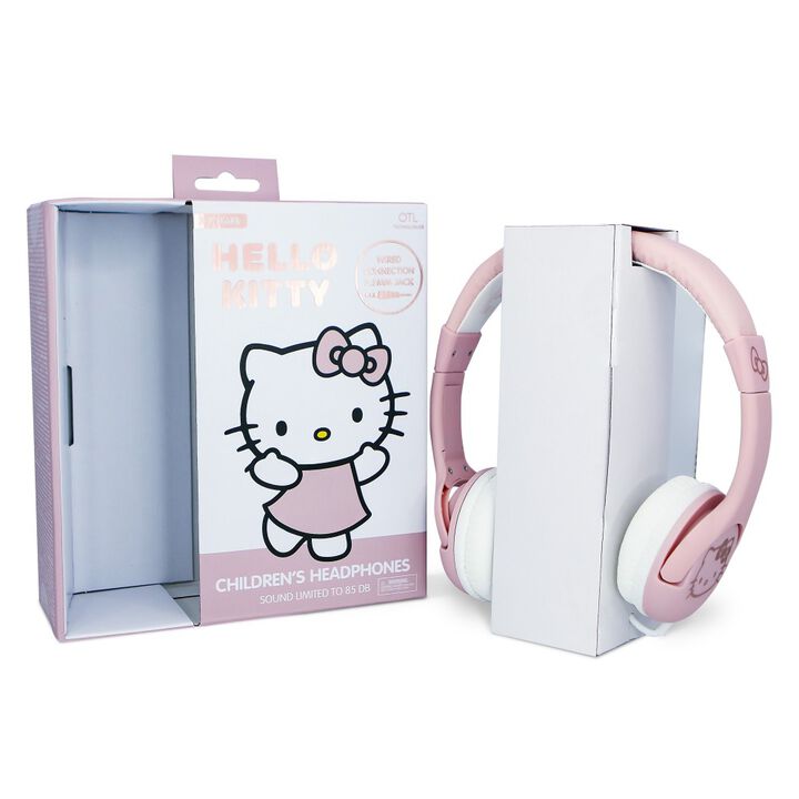 AURICULARES INFANTILES CON CABLE HELLO KITTY LIMITADOS EN VOLUMEN COLOR BLANCO Y ROJO