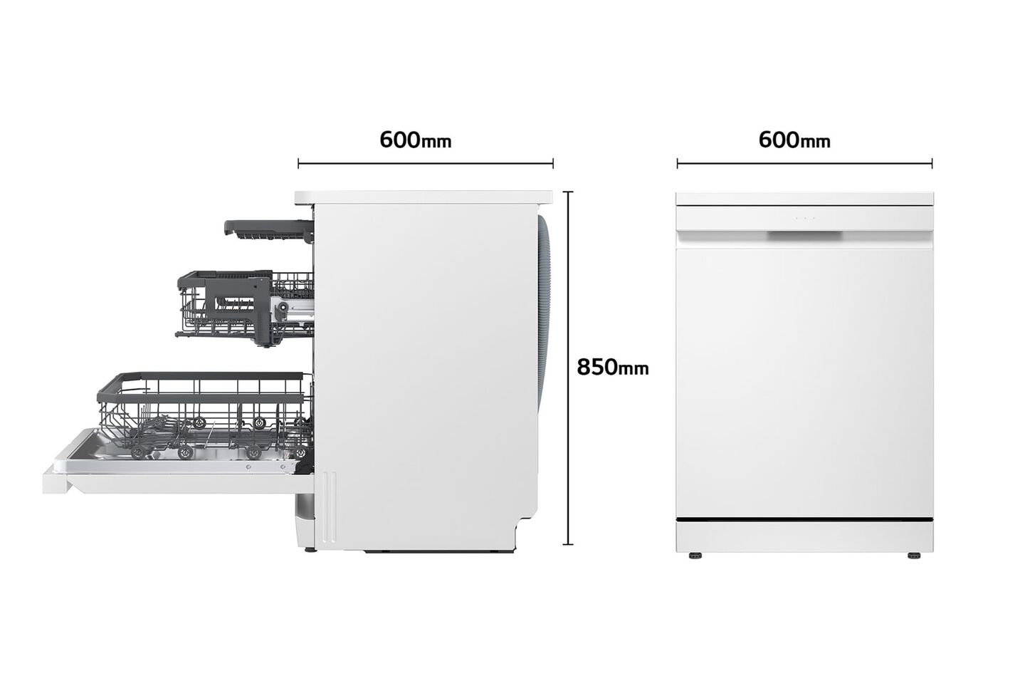 Lavavajillas LG blanco con vapor TrueSteam y QuadWash