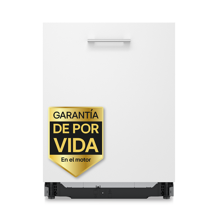 Lavavajillas integrable de 60 cm con capacidad para 14 servicios, 9 programas de lavado y tecnología QuadWash™ de 4 brazos para una limpieza profunda.