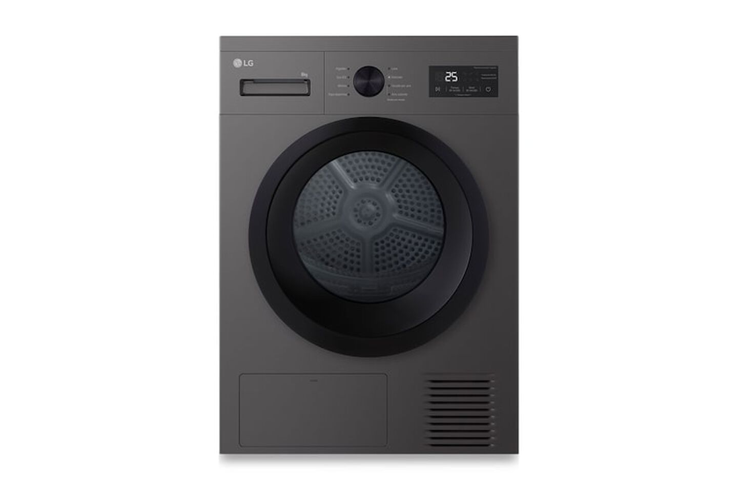 Secadora LG 8kg bomba de calor, clase D, negro grafito, 8 programas, pantalla LED