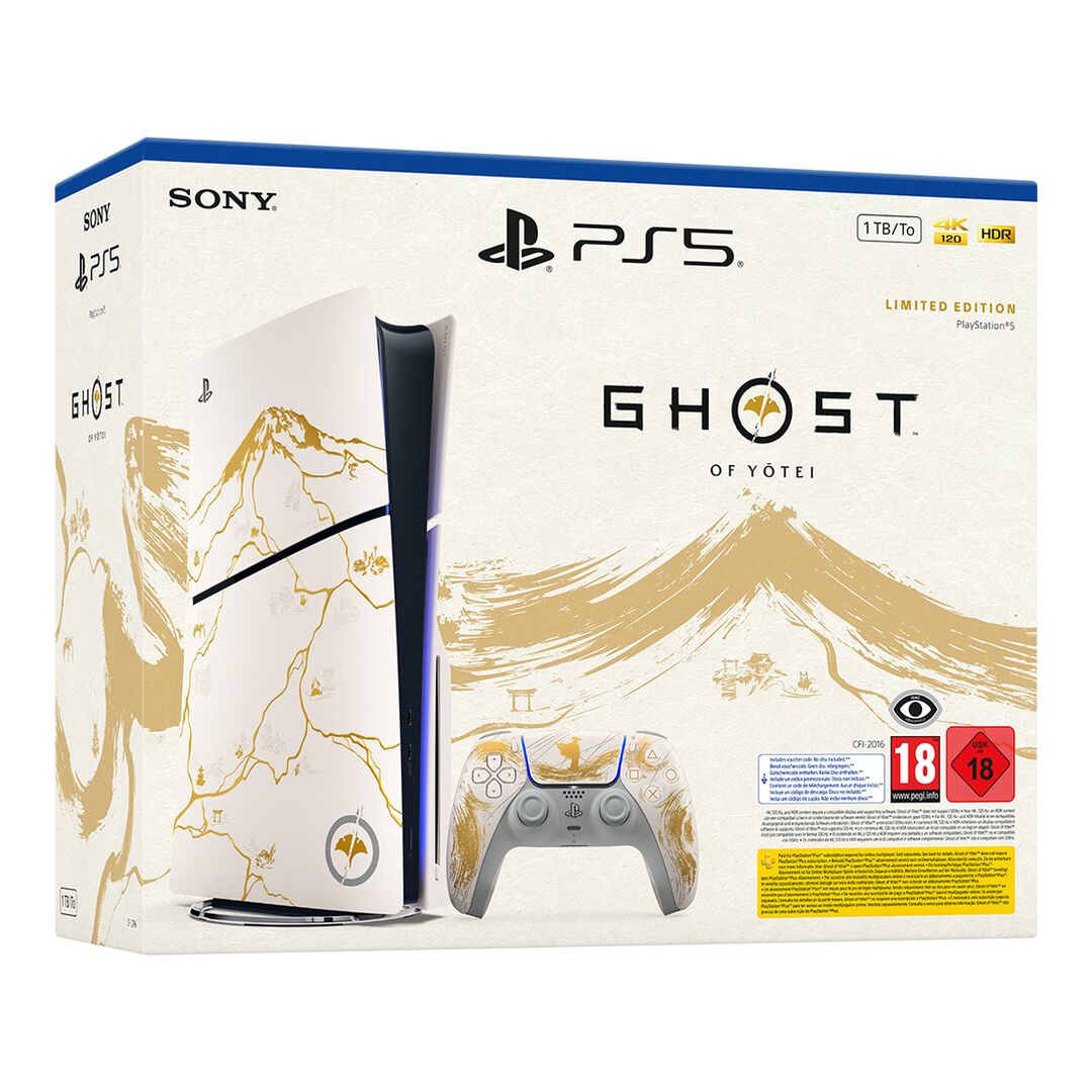 La consola PS5 Pack de edición limitada Ghost of Yotei incluye:
• Consola PS5 de edición limitada1
• Mando inalámbrico DualSense de edición limitada
• Cupón de Ghost of Yotei (juego completo) (incluye el contenido digital de reserva)
• SSD de 1 TB
• Unidad de disco3 (acoplada a la consola)
• 2 pies de soporte horizontal
• Cable HDMI
• Cable de alimentación AC
• Cable USB, Documentación impresa, ASTRO’s PLAYROOM (juego preinstalado)