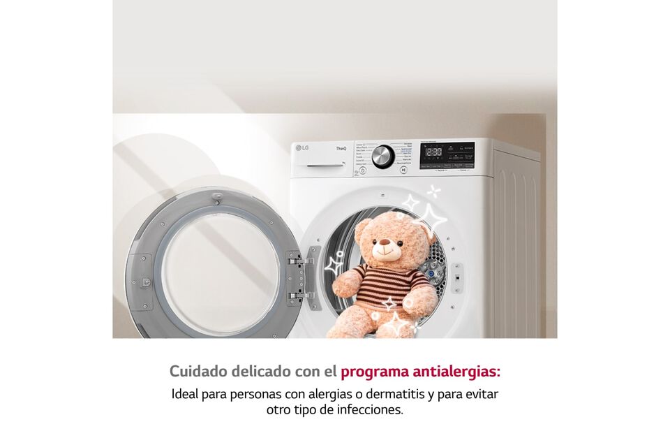 Secadora LG 9 kg con bomba de calor Dual Inverter, Wi-Fi, Eco Hybrid y función antialergias