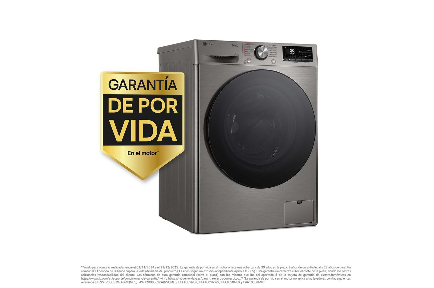 Lava-secadora 9 kg/6 kg inox con AI DD™, TurboWash 360°, vapor Steam™ y control Wi-Fi.
