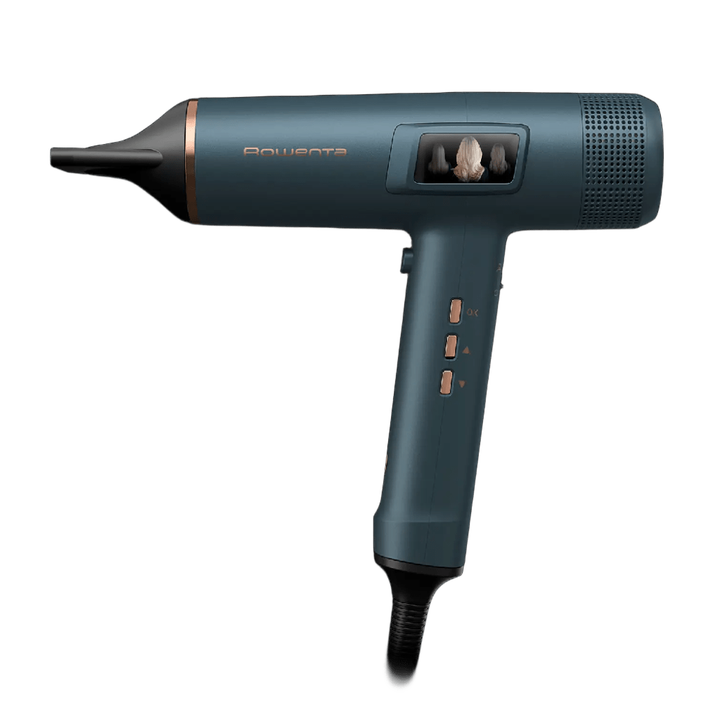 Secador de pelo, Pantalla LED integrada, 225 km/h, 6 accesorios, Estuche premium