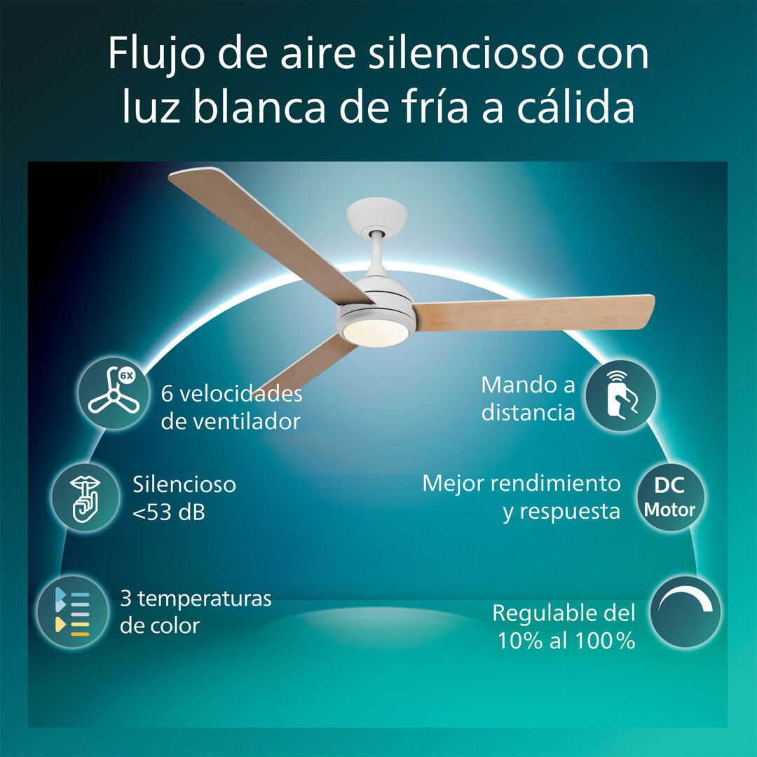 Ventilador de Techo Velyx 52&Prime; DC Blanco madera