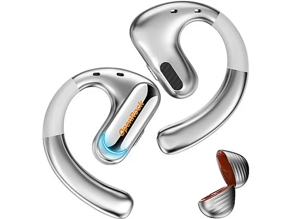 El dise&ntilde;o air conduction de OpenRock minimiza la presi&oacute;n en el canal auditivo en comparaci&oacute;n con los auriculares intraauriculares, mejorando la comodidad y la salud del o&iacute;do. Los ganchos de silicona higi&eacute;nica ajustables se adaptan a diferentes formas de oreja, garantizando un ajuste seguro y limpio.