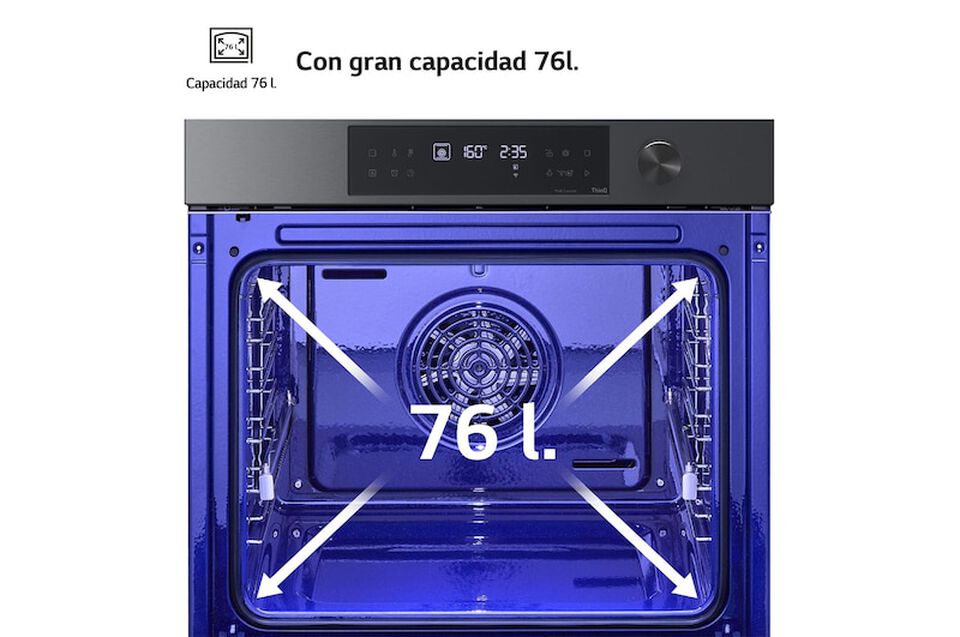 Horno multifunci&oacute;n pirol&iacute;tico de 76 litros con InstaView, EasyClean, Air Fry, Air Sous-Vide y dise&ntilde;o en acero negro mate. Clase A+ y cocci&oacute;n uniforme ProBake.