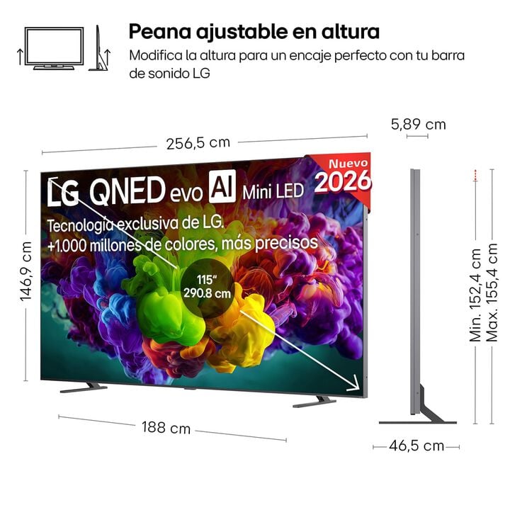 Smart TV LG QNED evo MiniLED AI QNED93 115 pulgadas 4K 2026