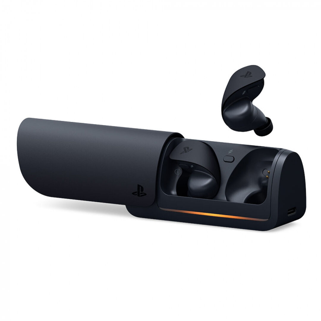 Auriculares inal&aacute;mbricos tipo bot&oacute;n con controladores magn&eacute;ticos planos y conectividad PlayStation Link ultrarr&aacute;pida y sin p&eacute;rdidas, prometiendo un sonido realista y detallado, incluso compatible con audio 3D para PS5.