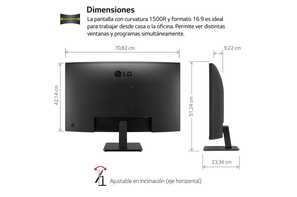 Monitor LG Panel VA: 1920 x 1080, 250 cd/m&sup2;, 3000:1, diag. FreeSync. Entrdas: 2xHDMI1.4