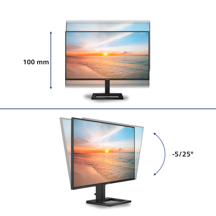 Philips 27E1N1600AE/00 Monitor 27" QHD, 100Hz, IPS, 4ms GtG, Altavoces, Altura ajustable (2560x1440, USB-C, 1x HDMI 2.0), Negro