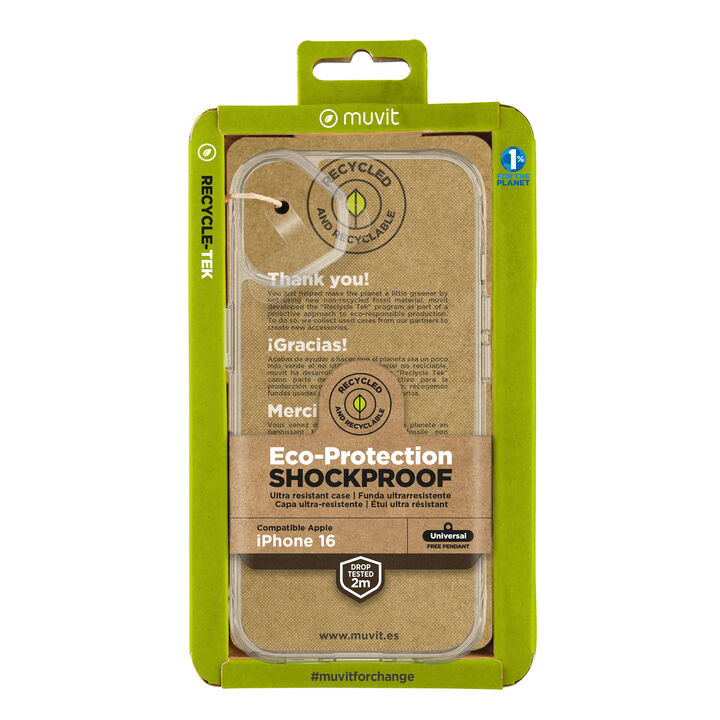 Al comprar un nuevo móvil, nos entra la urgencia de protegerlo para evitar que se dañe, por eso en muvit for change hemos creado esta funda Shockproof Recycletek que proteger nuestro smartphone de arañazos y caídas de hasta 2M, hechas con materiales reciclados, contribuyendo así a luchar contra la contaminación y a proteger nuestro ecosistema. Además, ahora cuenta con el certificado GRS (Global Recycle Standard) que garantiza que se utilizan materiales reciclados.