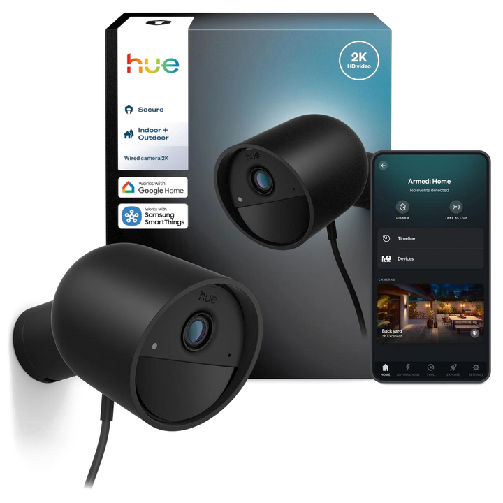Camara Videovigilancia 2K, Negra, con cable
