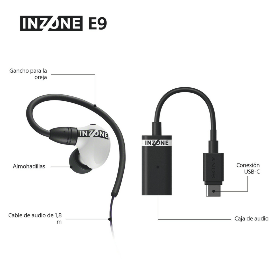 <p>Desarrollados en colaboración con Fnatic y optimizados para los juegos FPS de élite, los auriculares INZONE E9 te sumergen en un sonido total gracias a sus almohadillas aislantes y su diseño sellado. Cada sonido se amplifica con precisión. El bloque de audio USB-C ofrece sonido envolvente virtual de 7.1 canales y ajustes personalizables mediante INZONE Hub.</p>