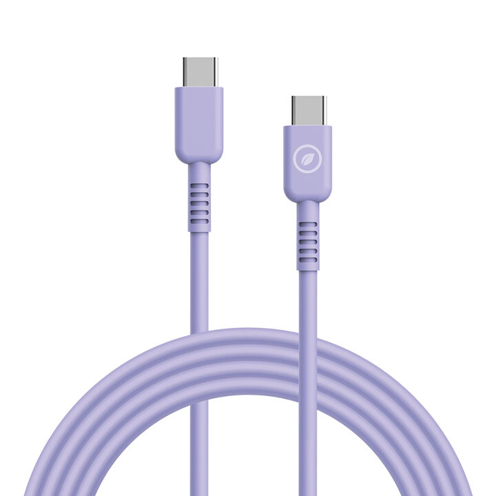 Carga y transfiere datos entre tus dispositivos con la nueva gama de cables y cargadores de muvit for change y contribuye a hacer del planeta un lugar mejor. 

Cable para carga y transferencia de datos con conector Tipo C a Tipo C, 3A transferencia r&aacute;pida,1.2m de longitud, en color lavanda, 100% reciclable y fabricado con materiales reciclados de origen certificado RCS - RECYCLED CLAIM STANDARD.&nbsp; 

En muvit for change nos comprometemos a donar el 1% de los ingresos para el planeta*.