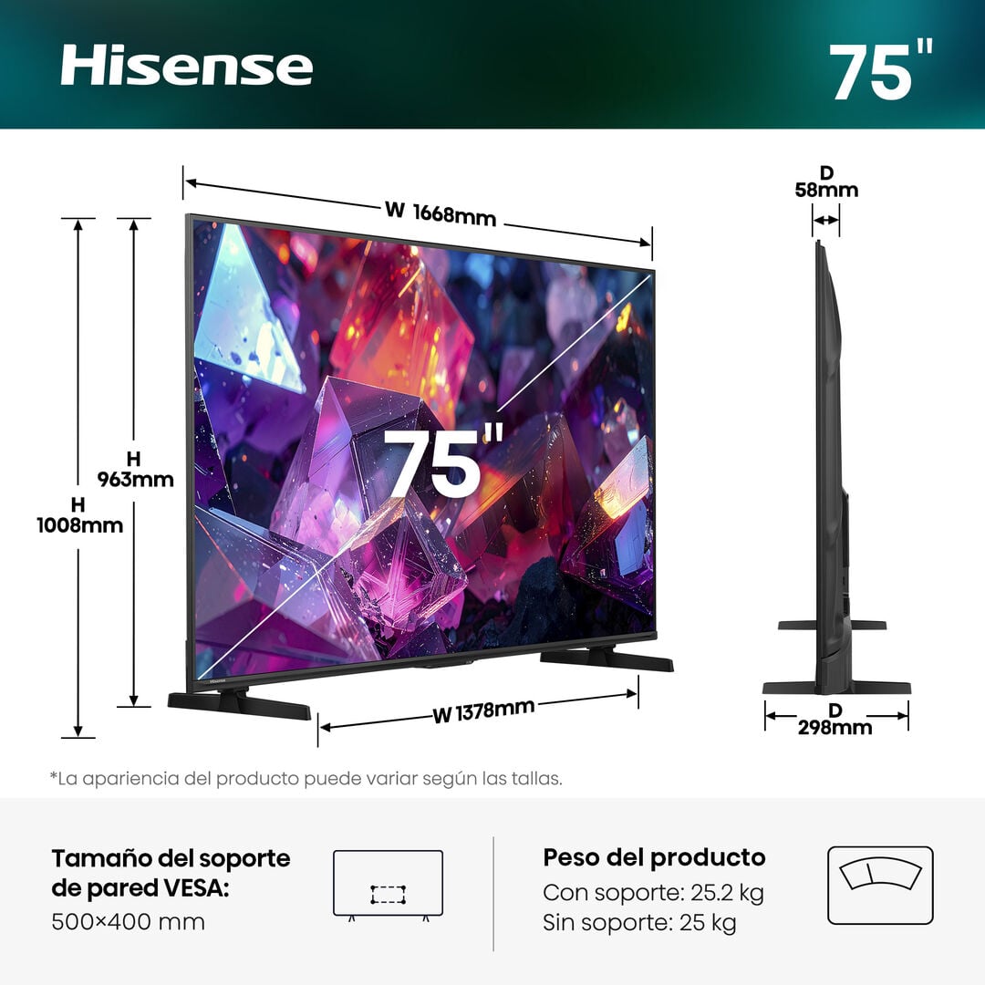 Smart TV 75E7S PRO QLED Gaming 75" 4K UHD