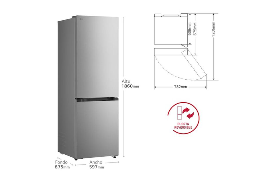 Frigor&iacute;fico combi LG GBBS312APY con DoorCooling+, eficiencia energ&eacute;tica A, conectividad WiFi y acabado inox antihuellas.