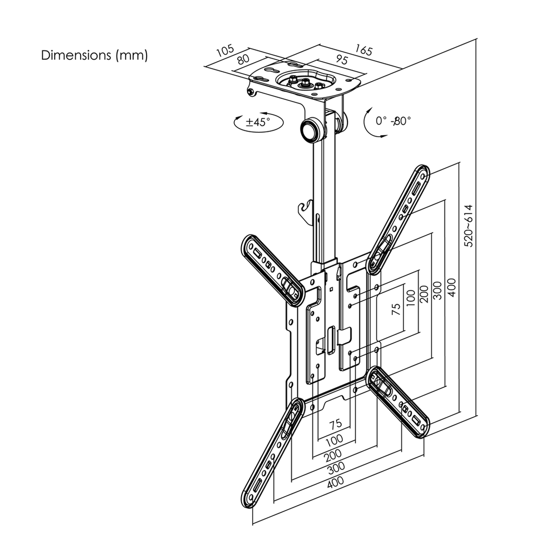 Soporte de techo para TV de 23"-55"