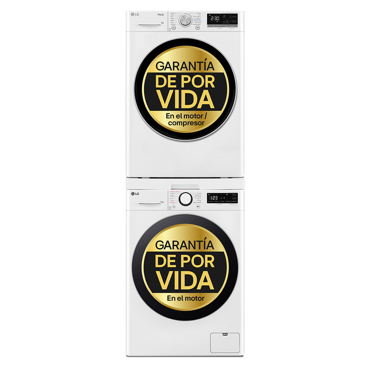 Torre LG 10/9 kg con AI Direct Drive y bomba de calor Dual Inverter