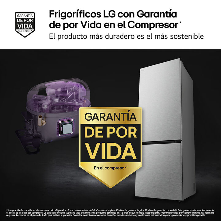 Frigor&iacute;fico Combi LG GBBW726CMB, 465L, No Frost, DoorCooling+, Linear Cooling, Negro mate, Clase C