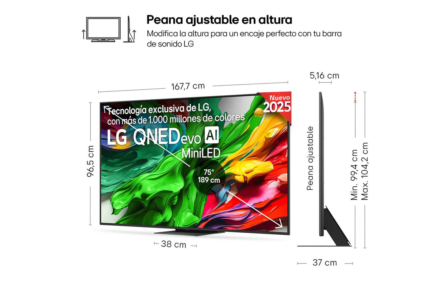 Smart TV LG QNED evo AI QNED86 75 pulgadas MiniLED 4K 2025