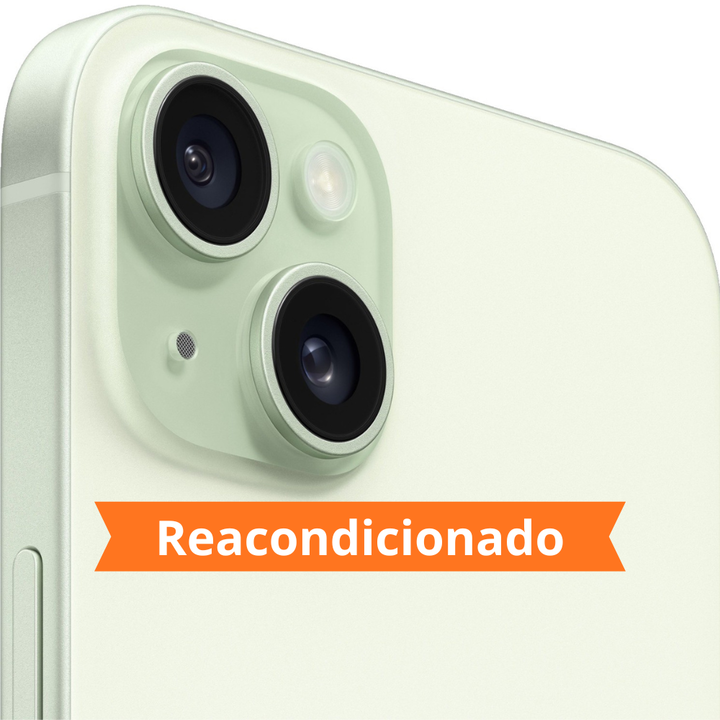 <h2>⭐ iPhone 15 Plus 128 GB Verde</h2>

<p>El iPhone 15 Plus 128 GB Verde combina un dise&ntilde;o elegante, una gran pantalla y un rendimiento sobresaliente para ofrecer una experiencia premium en todos los aspectos. Su acabado en color verde aporta un estilo moderno y distintivo, mientras que su amplia pantalla y su excelente autonom&iacute;a lo convierten en el compa&ntilde;ero perfecto para el trabajo, el entretenimiento y el d&iacute;a a d&iacute;a.</p>

<ul>
<li>📱 Modelo: iPhone 15 Plus.</li>
<li>🧺 Capacidad de almacenamiento: 128 GB.</li>
<li>🎨 Color: Verde.</li>
<li>🖥️ Gran pantalla Super Retina XDR con im&aacute;genes n&iacute;tidas, colores vibrantes y una experiencia visual envolvente para v&iacute;deos, juegos y redes sociales.</li>
<li>⚡ Procesador de alto rendimiento optimizado para ofrecer velocidad, fluidez y eficiencia en cualquier tarea.</li>
<li>🎥 Sistema avanzado de c&aacute;maras dise&ntilde;ado para capturar fotograf&iacute;as y v&iacute;deos con gran nivel de detalle, colores naturales y excelente calidad de imagen.</li>
<li>🔋 Bater&iacute;a de larga duraci&oacute;n para disfrutar durante m&aacute;s tiempo de tus aplicaciones, llamadas, contenidos multimedia y actividades diarias.</li>
<li>📶 Conectividad avanzada para navegar, compartir contenido y comunicarte de forma r&aacute;pida y eficiente.</li>
<li>🎮 Rendimiento perfecto para juegos, streaming, multitarea y aplicaciones exigentes.</li>
<li>🔊 Sonido de alta calidad para una experiencia multimedia m&aacute;s inmersiva.</li>
<li>🔒 Sistemas de seguridad avanzados que protegen tu informaci&oacute;n y tu privacidad.</li>
<li>🛡️ Dise&ntilde;o premium con materiales de alta calidad que aportan resistencia, durabilidad y un excelente tacto en mano.</li>
<li>🔌 Puerto USB-C para una carga y conexi&oacute;n m&aacute;s c&oacute;modas y vers&aacute;tiles.</li>
</ul>

<p>✅ Disfruta de una pantalla m&aacute;s grande, una excelente autonom&iacute;a y un rendimiento potente en un smartphone dise&ntilde;ado para acompa&ntilde;arte durante todo el d&iacute;a.</p>

<p>⭐ El iPhone 15 Plus 128 GB Verde destaca por su equilibrio entre potencia, elegancia, capacidad y comodidad de uso, siendo una opci&oacute;n ideal para quienes buscan una experiencia premium con una gran pantalla y una bater&iacute;a sobresaliente.</p>

<p>🛡️ Compra con total tranquilidad</h2><ul><li>🔖 Producto reacondicionado Grado Excelente (A).</li><li>💳 Financiaci&oacute;n a 24 meses.</li><li>📄 3 a&ntilde;os de garant&iacute;a.</li><li>🛡️ Garant&iacute;a Orange.</li><li>✅ 14 d&iacute;as de derecho de desistimiento.</li></ul>
