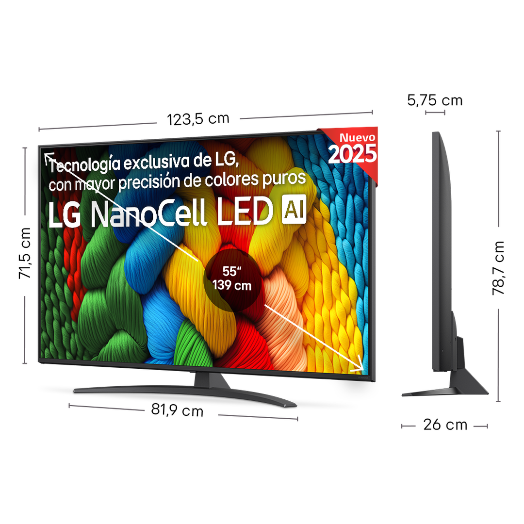 Smart TV LG NanoCell AI NANO81 55 pulgadas 4K 2025