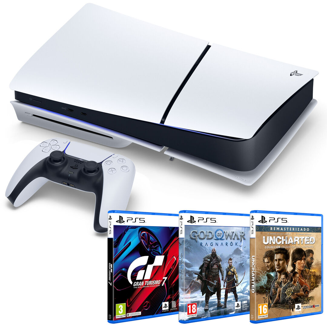 Pack Consola PS5 + GT7 + GOW Ragnarok + Uncharted