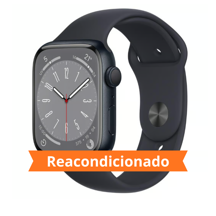 ⭐ Apple Watch Series 8 Aluminum (GPS + Cellular) 41 mm Negro
El Apple Watch Series 8 Aluminum (GPS + Cellular) de 41 mm en color negro combina dise&ntilde;o, conectividad y tecnolog&iacute;a avanzada en un smartwatch elegante y vers&aacute;til. Gracias a su conectividad m&oacute;vil, podr&aacute;s mantenerte conectado incluso sin llevar el iPhone contigo, mientras disfrutas de herramientas para salud, actividad f&iacute;sica, comunicaci&oacute;n y productividad desde tu mu&ntilde;eca.

⌚ Modelo: Apple Watch Series 8 Aluminum (GPS + Cellular).
📏 Tama&ntilde;o de caja: 41 mm.
🎨 Color: Negro.
📱 Conectividad GPS + Cellular para realizar llamadas, enviar mensajes y utilizar aplicaciones sin necesidad de tener el iPhone cerca.
🖥️ Pantalla Retina Always-On con gran brillo, colores vivos y excelente visibilidad.
⚡ Potente rendimiento para ofrecer una experiencia r&aacute;pida y fluida.
❤️ Monitorizaci&oacute;n avanzada de salud y bienestar.
🌡️ Sensor de temperatura para funciones avanzadas de seguimiento de salud.
🏃 Seguimiento de entrenamientos y actividad f&iacute;sica con m&uacute;ltiples modalidades deportivas.
💤 Herramientas de control y an&aacute;lisis del sue&ntilde;o.
🚨 Funciones de seguridad avanzadas, incluyendo detecci&oacute;n de accidentes y llamadas de emergencia.
📶 Conectividad Wi‑Fi, Bluetooth, GPS y red m&oacute;vil compatible.
🔋 Autonom&iacute;a optimizada para acompa&ntilde;arte durante toda la jornada.
💧 Resistencia al agua para el uso diario y actividades deportivas compatibles.
🛡️ Caja de aluminio resistente con dise&ntilde;o premium y ligero.
✅ Disfruta de un smartwatch completo que te ayuda a mantenerte conectado, controlar tu actividad f&iacute;sica y acceder a informaci&oacute;n importante de forma r&aacute;pida y c&oacute;moda.

⭐ El Apple Watch Series 8 Aluminum (GPS + Cellular) 41 mm Negro destaca por su conectividad independiente, sus funciones de salud avanzadas y su elegante dise&ntilde;o, convirti&eacute;ndose en el compa&ntilde;ero perfecto para el d&iacute;a a d&iacute;a.

🛡️ Compra con total tranquilidad
🔖 Producto reacondicionado Grado Excelente (A).
💳 Financiaci&oacute;n a 24 meses.
📄 3 a&ntilde;os de garant&iacute;a.
🛡️ Garant&iacute;a Orange.
✅ 14 d&iacute;as de derecho de desistimiento.